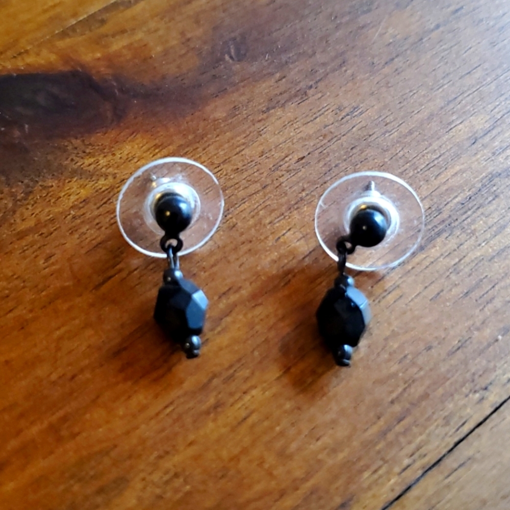Black bead earrings